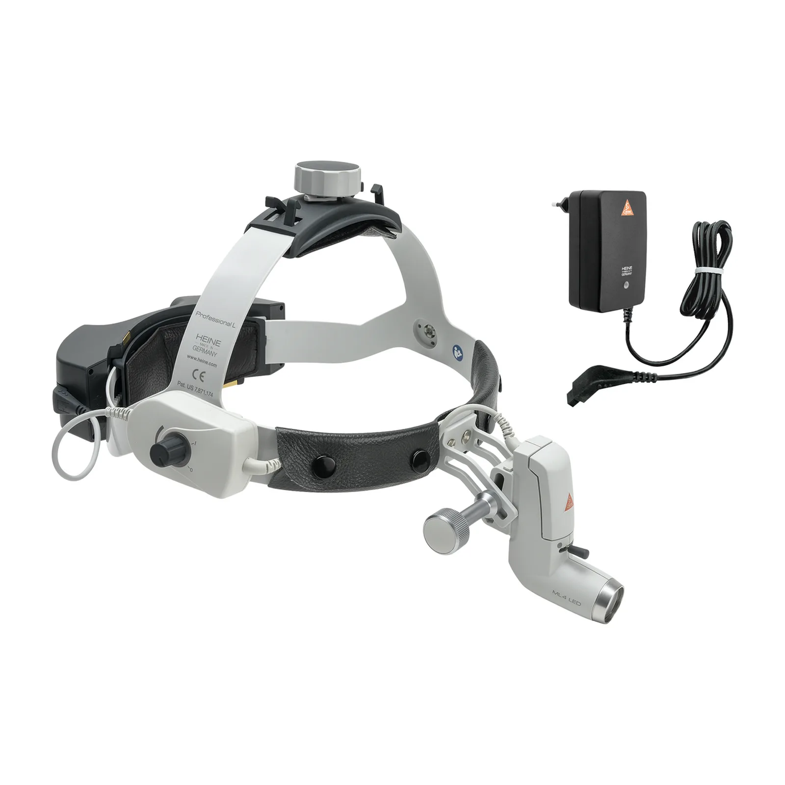 Lampa czołowa HEINE ML4 LED na opasce Professional L z zasilaczem Lampa czołowa HEINE ML4 LED na opasce Professional L z zasilaczem